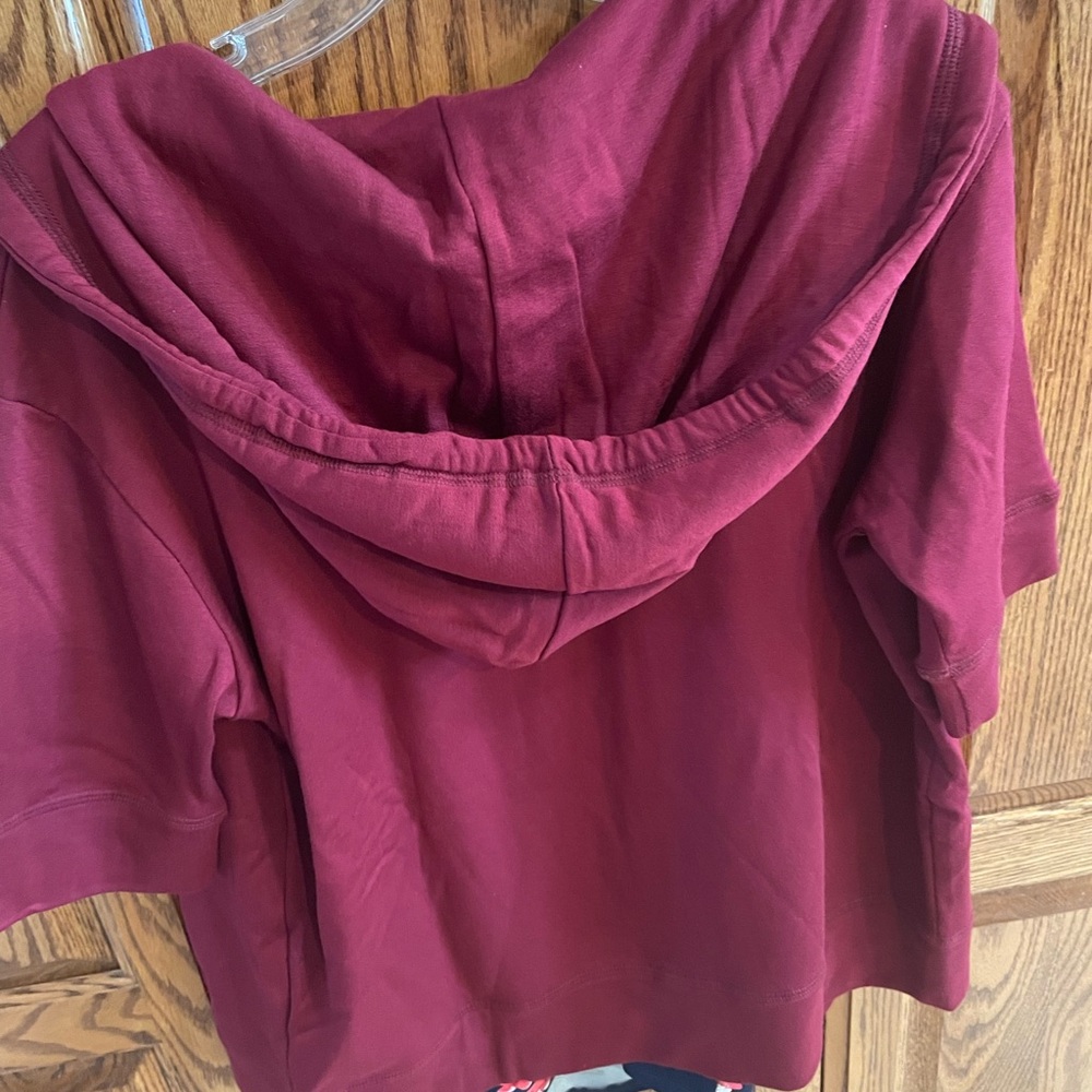 Women's Burgundy Zip-Up Hoodie & Floral top - Picture 6 of 7
